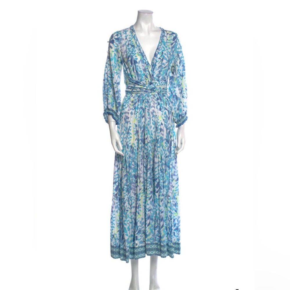 Poupette St. Barth Blue and White Wrap Gown